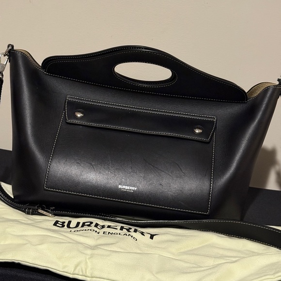Burberry Soft Calfskin Leather Pocket Tote - Picture 1 of 6